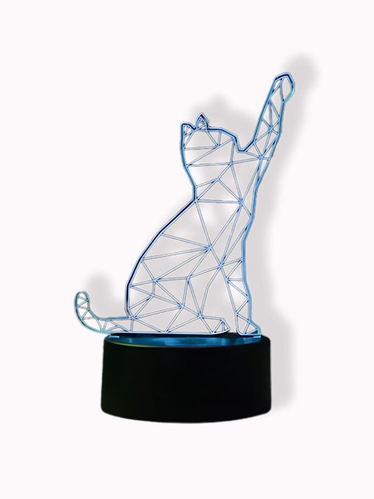 Veilleuse 3D chatte | Magie nocturne pour vos petits 7 couleurs / Base noire