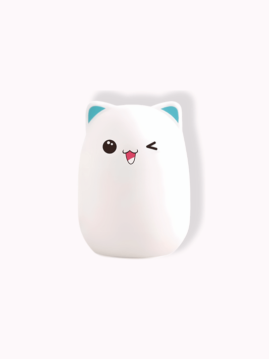 Veilleuse chat rechargeable Blanc