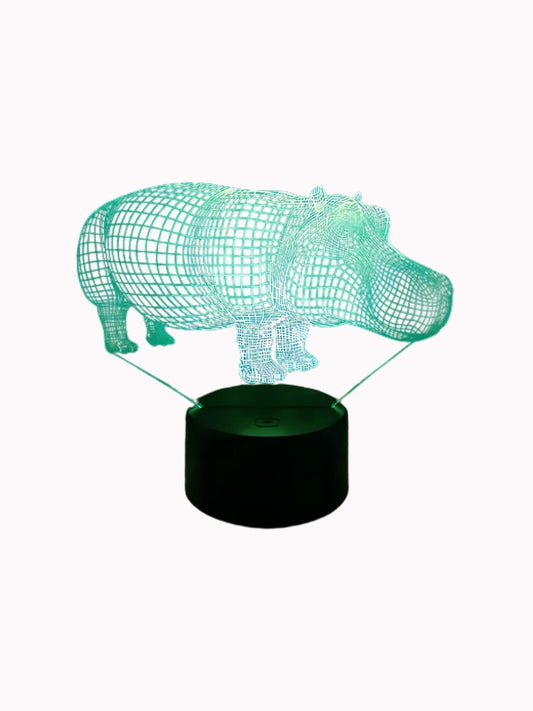 Veilleuse lampe 3D hippopotame | Endormez vos petits avec douceur Multicouleur