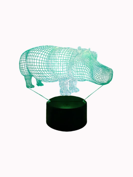 Veilleuse lampe 3D hippopotame Multicouleur