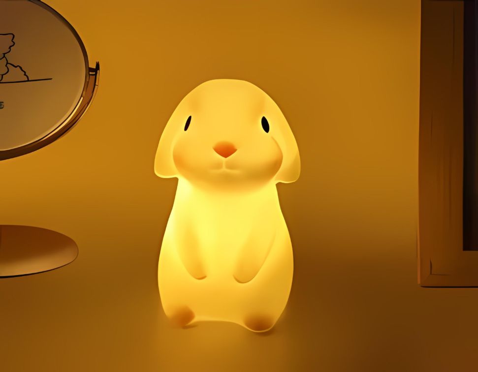 Veilleuse en forme de lapin en silicone, fonctionnant avec des LEDs | Caractéristiques